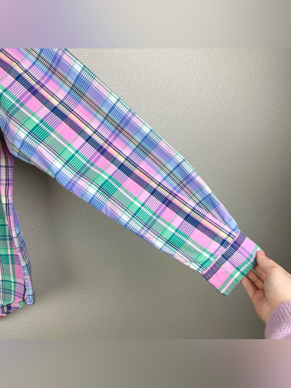Ralph Lauren Men's Large Pastel Madras Plaid Classic Fix Button Down Shirt Oxfor - Picture 7 of 16